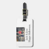 Name Foto Text Halloween Junge Gepäckanhänger (Vorderseite vertikal)