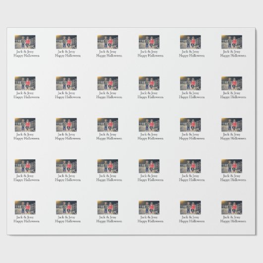 Name Foto Text Halloween Junge Geschenkpapier (Flach)
