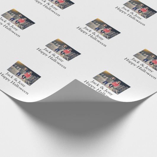 Name Foto Text Halloween Junge Geschenkpapier (Ecke)