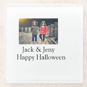 Name Foto Text Halloween Junge Glasuntersetzer