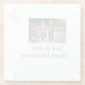 Name Foto Text Halloween Junge Glasuntersetzer (Rückseite)