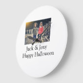Name Foto Text Halloween Junge Große Wanduhr (Winkel)
