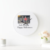 Name Foto Text Halloween Junge Große Wanduhr (Zuhause)