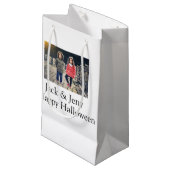 Name Foto Text Halloween Junge Kleine Geschenktüte (Vorderseite Schrägansicht)