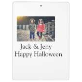 Name Foto Text Halloween Junge Klemmbrett (Rückseite)