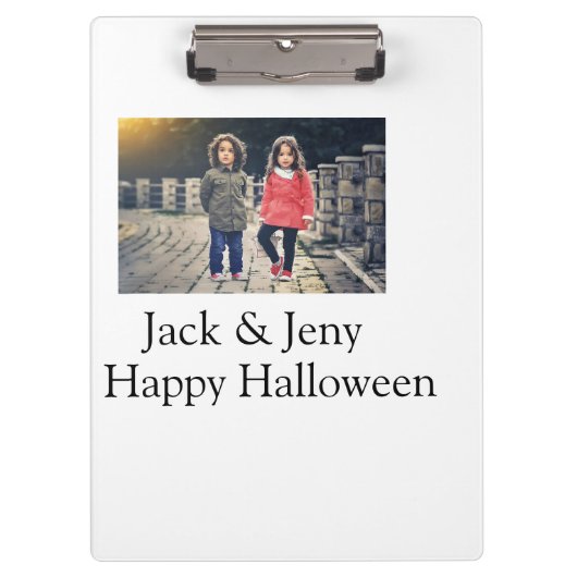 Name Foto Text Halloween Junge Klemmbrett (Vorderseite)