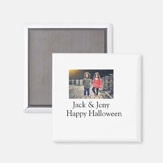 Name Foto Text Halloween Junge Magnet (Vorderseite/Rückseite)
