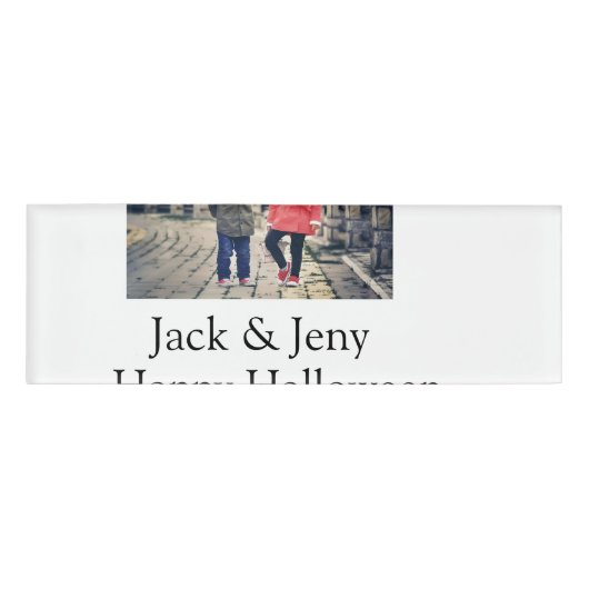 Name Foto Text Halloween Junge Namenschild (Vorderseite)