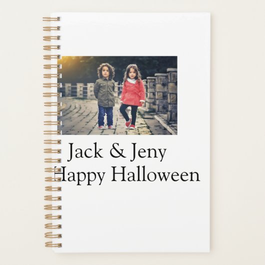Name Foto Text Halloween Junge Planer (Vorderseite)