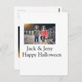 Name Foto Text Halloween Junge Postkarte (Vorne/Hinten)