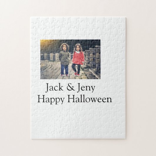 Name Foto Text Halloween Junge Puzzle (Vertikal)