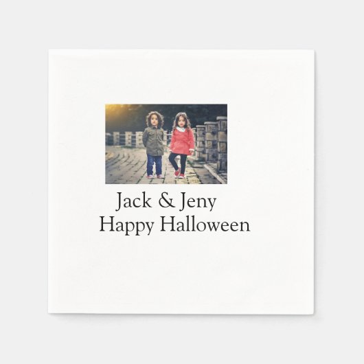 Name Foto Text Halloween Junge Serviette (Vorderseite)