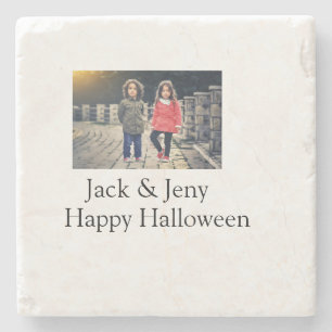 Name Foto Text Halloween Junge Steinuntersetzer