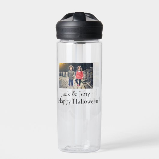 Name Foto Text Halloween Junge Trinkflasche (Vorderseite)