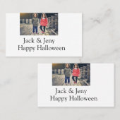 Name Foto Text Halloween Junge Visitenkarte (Vorne/Hinten)