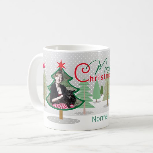 Name Foto Weihnachtsbaumen Tasse (Vorderseite Links)