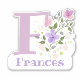Name Frances & Initial mit Blumendesign Aufkleber