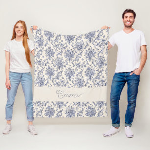 Name Französisches Land Toile de Jouy Blaues Muste Fleecedecke