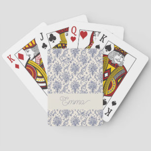 Name Französisches Land Toile de Jouy Blaues Muste Spielkarten