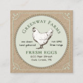Name Fresh Eggs Business Card mit Hen Quadratische Visitenkarte (Vorderseite)