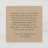 Name Fresh Eggs Business Card mit Hen Quadratische Visitenkarte (Rückseite)