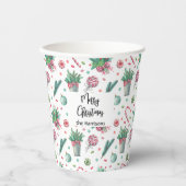 Name, Frohe Weihnachten Ferns Ornaments Candy 8oz Pappbecher (Vorderseite)