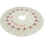 Name: Frohe Weihnachten Filigree Engel Rot/Cream Polyester Weihnachtsbaumdecke (Schrägansicht)