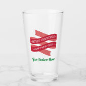 Name, frohe Weihnachten, Glück im neuen Jahr 16oz  Glas (Vorderseite)