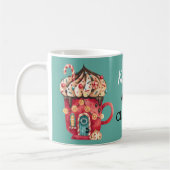 Name, Frohe Weihnachten Magische Candy House 11oz Kaffeetasse (Links)