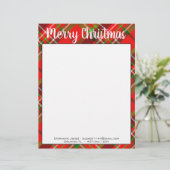Name Frohe Weihnachten Rot / Grün Tartan Kariert Briefbogen (Stehend Vorderseite)