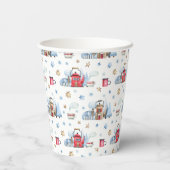 Name, Frohe Weihnachts-Wintergarten Häuser 8oz Pappbecher (Rückseite)