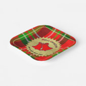 Name - Frohe Weihnachtstypografie Red Green Tartan Pappteller (Gewinkelt)