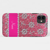 Name Fuchsia pink Glitzer Silberanker Schiffe, wen Case-Mate iPhone Hülle (Rückseite (Horizontal))