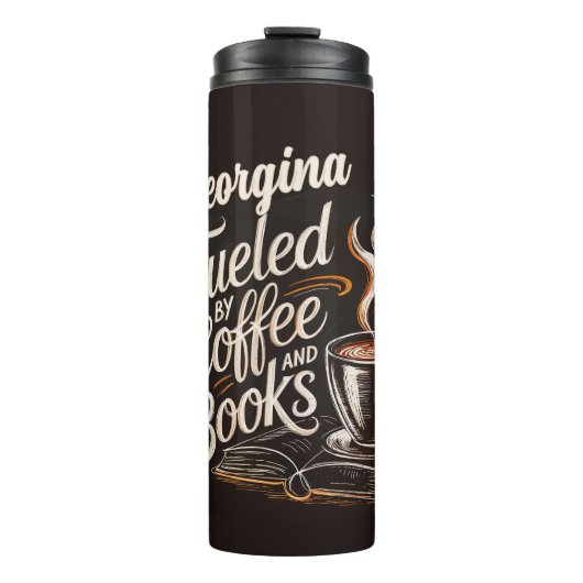 Name Fueled By Coffee & Books Thermosbecher (Vorderseite)