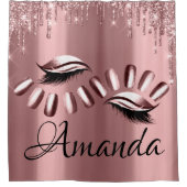 Name Funkelnd Glitzer Tropfen Pink Rose Girly Nail Duschvorhang (Vorderseite)