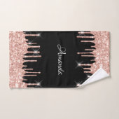 Name Funkelnd Glitzer Tropfen Rosa Rose Gold Black Handtuch (Handtuch)