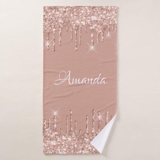 Name Funkelnd Glitzer Tropfen Rosa Rose Gold Paste Badehandtuch (Badehandtuch)