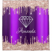 Name Funkelnd Glitzer Tropfen Rose Lila Bridal Duschvorhang (Vorderseite)