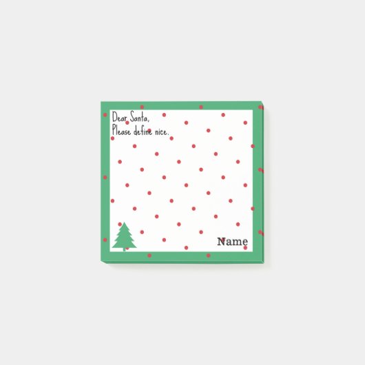 Name, Funny Dear Santa Red Polka Dots Post-it Klebezettel (Vorderseite)