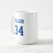Name für Blue und White Sports Jersey Kaffeetasse (Vorderseite Links)