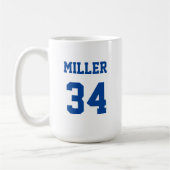 Name für Blue und White Sports Jersey Kaffeetasse (Links)