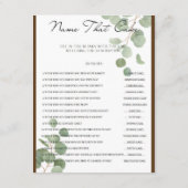 Name für das Brautparty des Kuchens Begleitkarte (Rückseite)