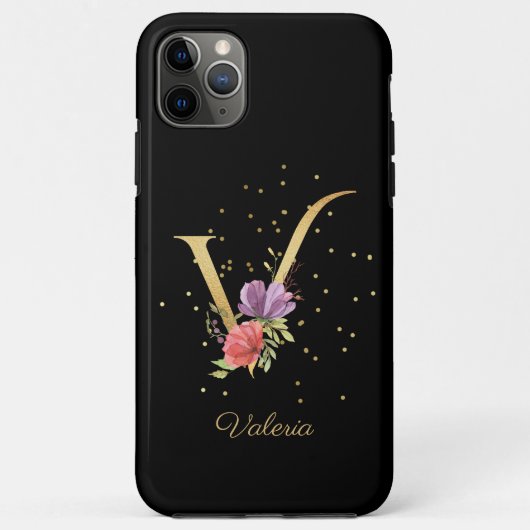 Name für die Floral Monogramm-Bezeichnung Initial Case-Mate iPhone Hülle (Rückseite)
