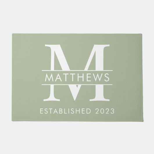 Name für ein elegantes, grünes Monogramm Fußmatte (Vorderseite)