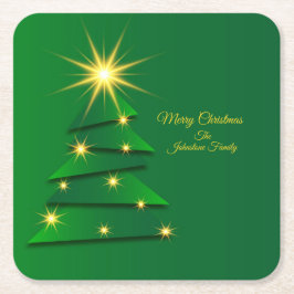 Name für grüne Baumstruktur des Set anpassen Rechteckiger Pappuntersetzer