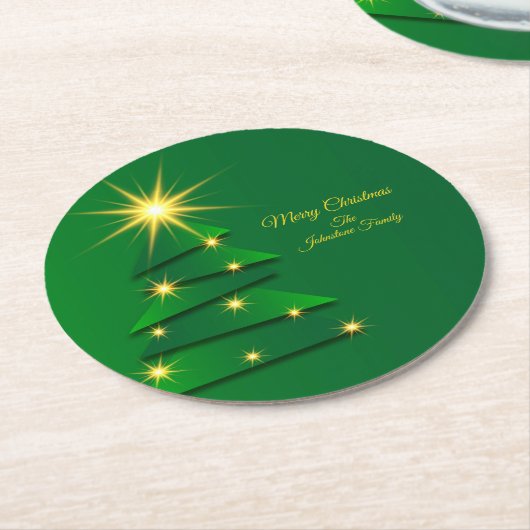 Name für grüne Baumstruktur des Set anpassen Runder Pappuntersetzer (Angewinkelt)