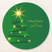 Name für grüne Baumstruktur des Set anpassen Runder Pappuntersetzer (Vorderseite)