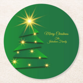 Name für grüne Baumstruktur des Set anpassen Runder Pappuntersetzer