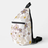 Name für helle Creme und violette Blumen Crossbody Bag (Rechte Ecke)