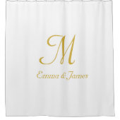 Name für moderne Gold- und Weißmonogramme Duschvorhang (Vorderseite)